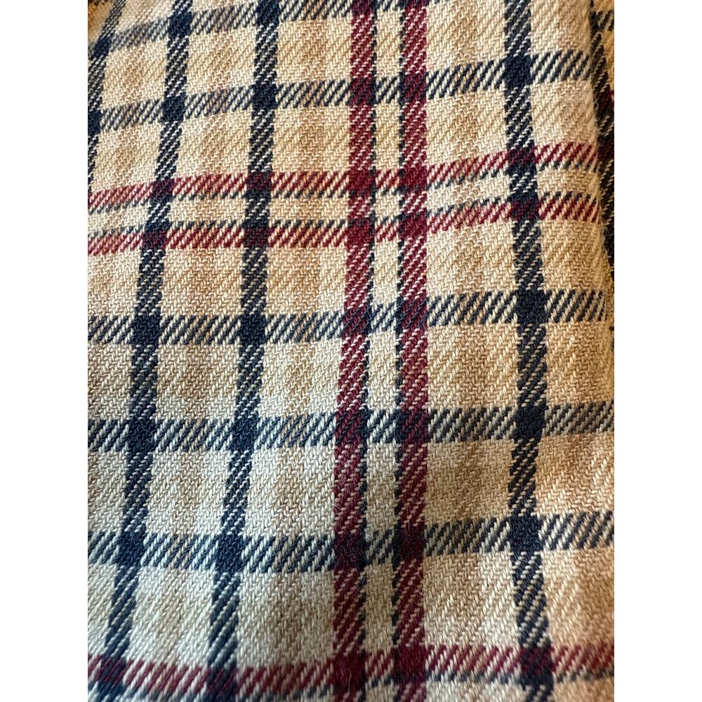 Plaid Mini Skirt Tan Burgundy Pleated Preppy Twee Style Size Small - Picture 6 of 6